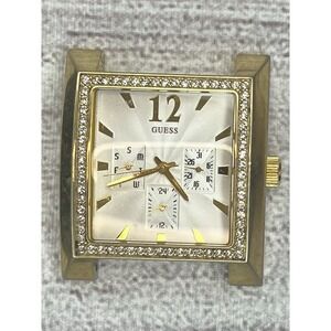 Guess Watch Head Square Gold Tone Rhinestone Chronograph Parts Repair
